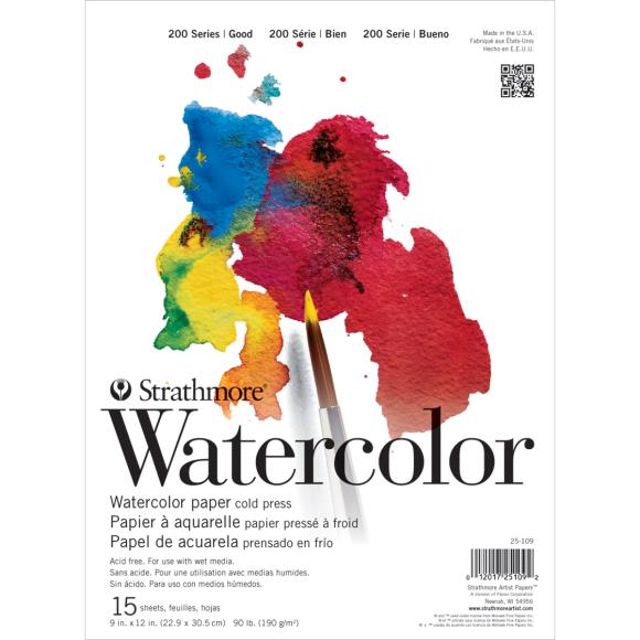 Strathmore Watercolor Paper Pad 11"X15" 90lb Student Grade 15 Sheets