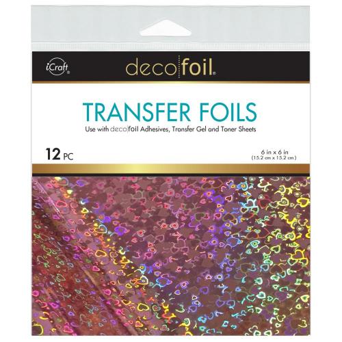 Deco Foil Transfer Sheets 6"X6" 12/Pkg Candy Hearts