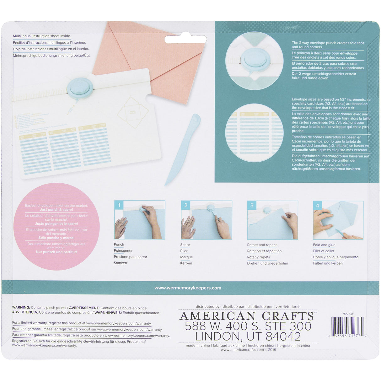 We R Envelope Punch Board 6.75"X10.5" Postage as per actuals