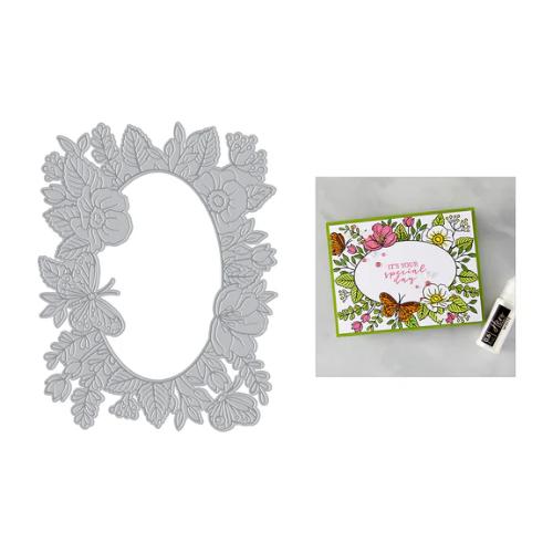Hero Arts Floral Frame BetterPress + Foil Plate from the Lovely Letterpress Collection