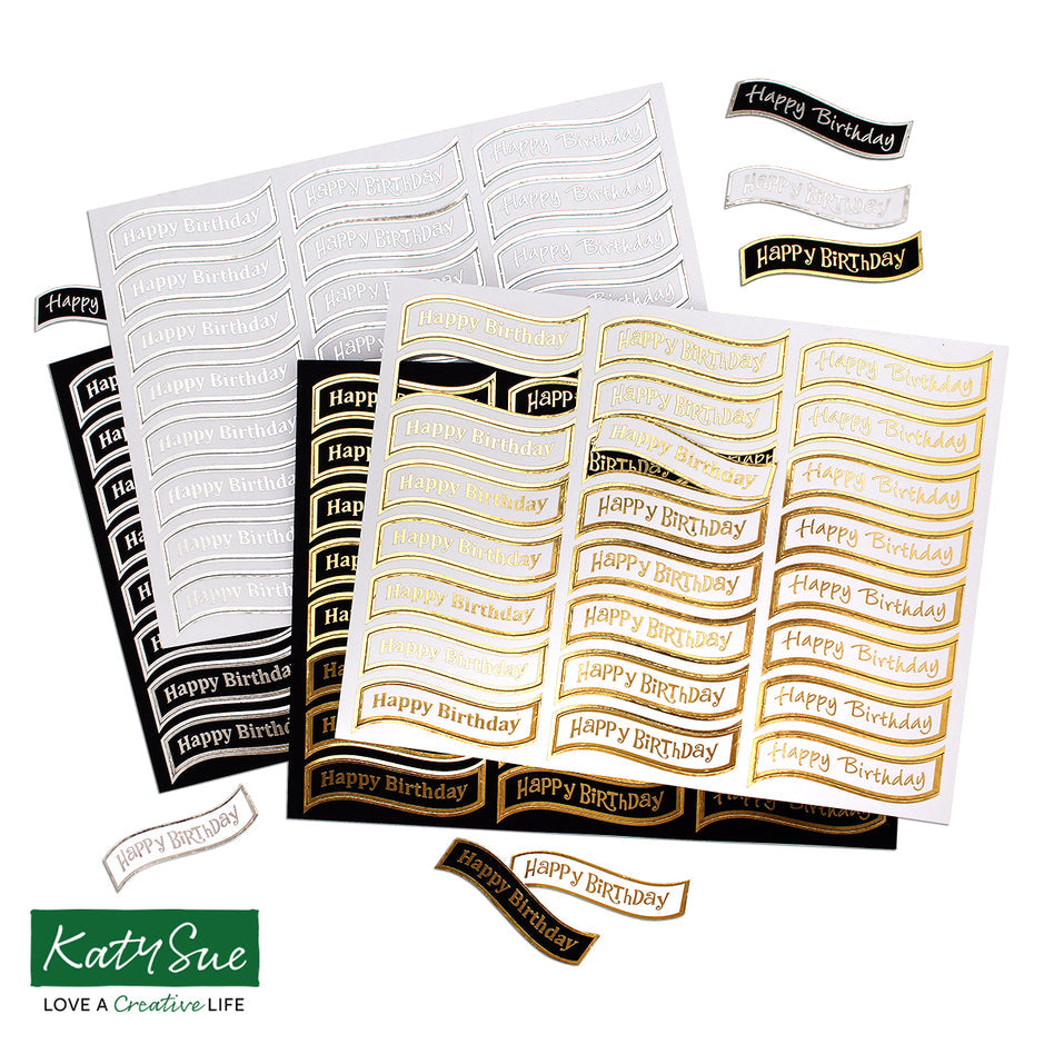 Katy Sue Foiled Birthday Wavy Banners Selection, Pack of 4