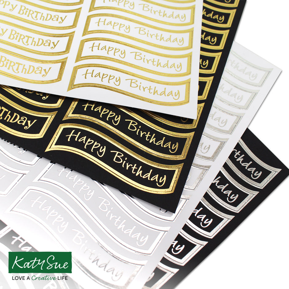 Katy Sue Foiled Birthday Wavy Banners Selection, Pack of 4