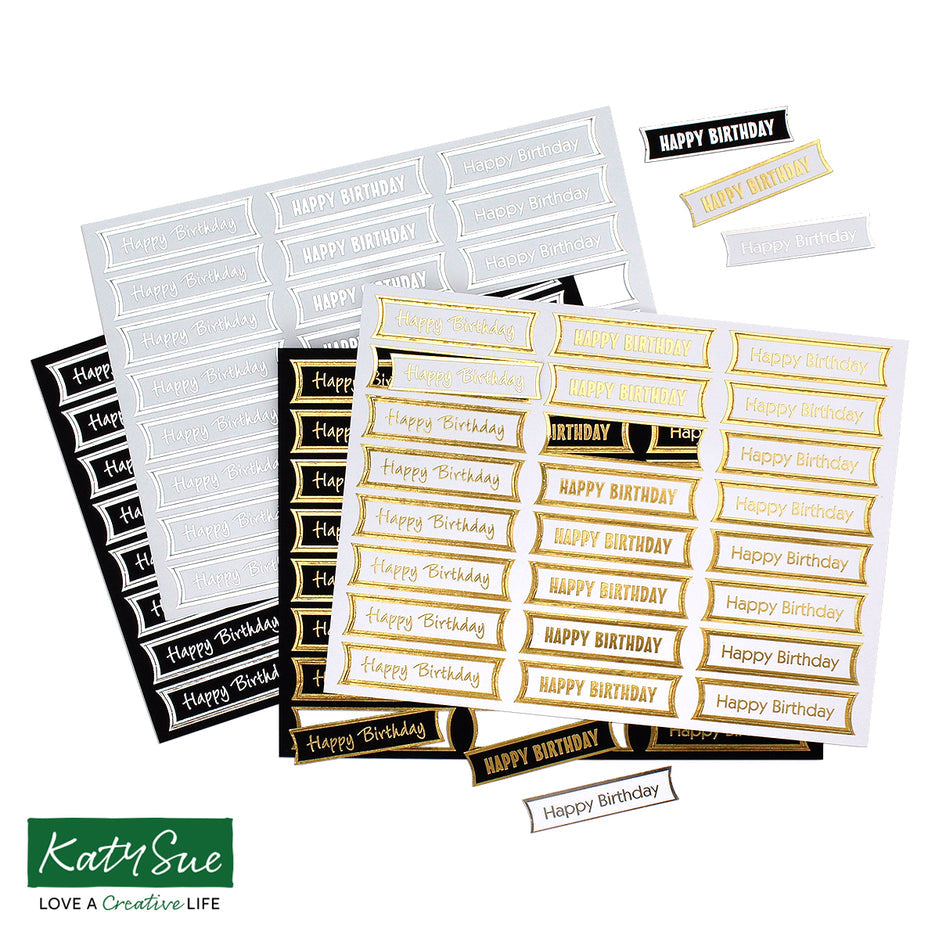 Katy Sue Foiled Birthday Straight Banners Selection, Pack of 4