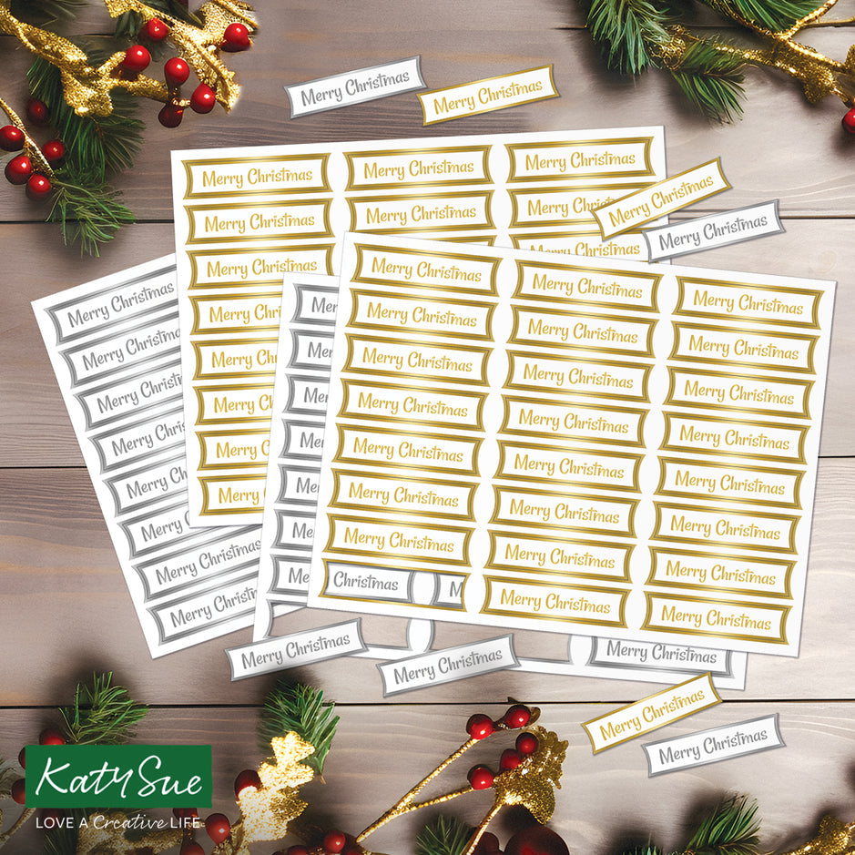 Katy Sue Foiled Merry Christmas Straight Banners Selection, Pack of 4