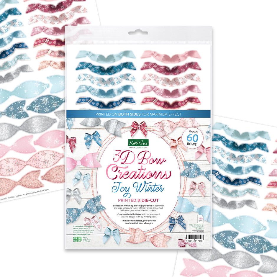 Katy Sue 3D Bow Creations - Icy Winter, 60 Double Sided Bows