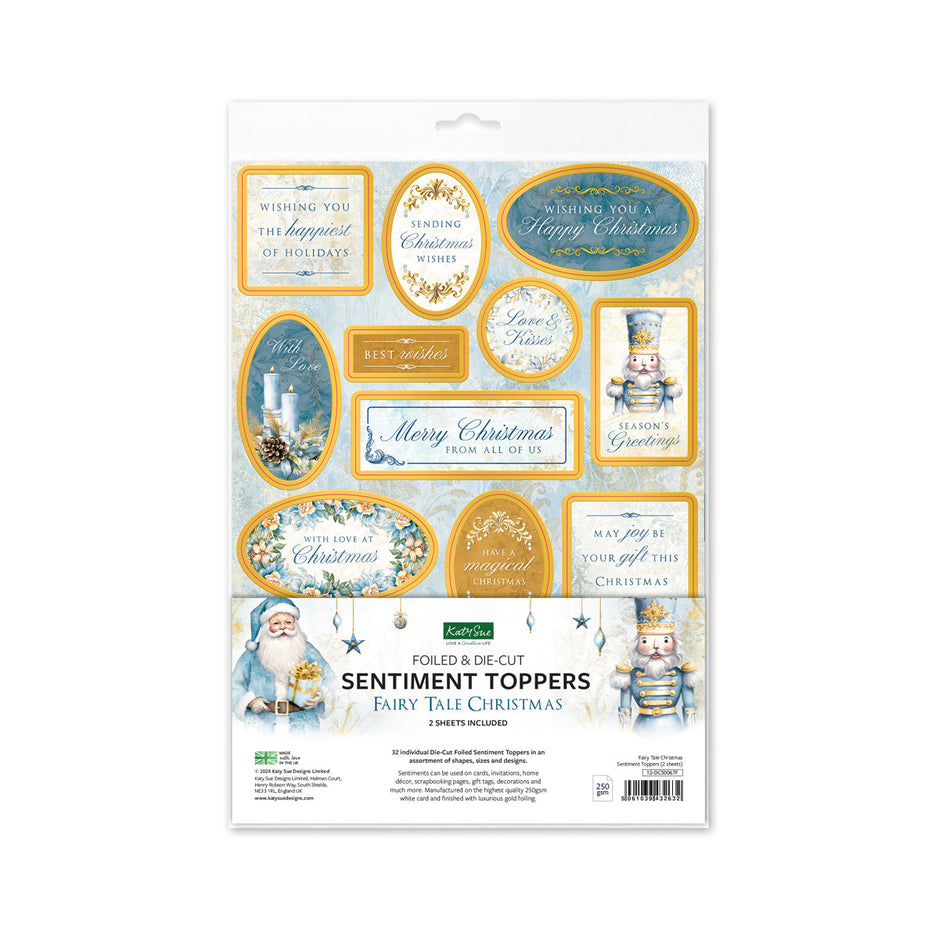 Katy Sue Fairy Tale Christmas Foiled Sentiment Toppers, 2 sheets
