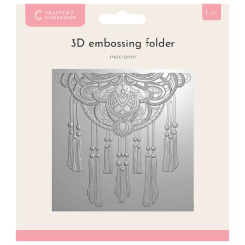Crafter's Companion 3D Textured Embossing Folders 5.5x5.5 Inch Macrame (CC-EF5.5-3D-MACR)
