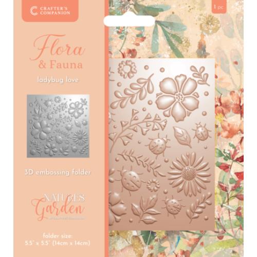 Crafter's Companion Flora & Fauna 3D Embossing Folder 5.5x5.5 Inch Ladybug Love (NG-FF-3D-EF5.5-LALO)