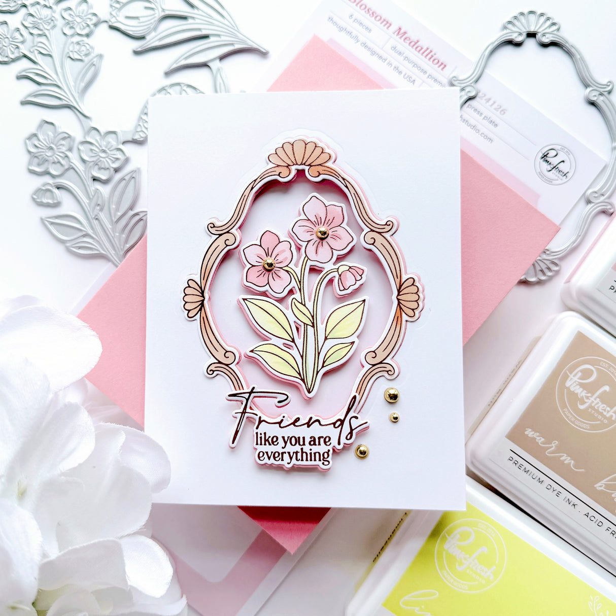 Pinkfresh Studio Blossom Medallion Stamp / Die/ Stencil Bundle