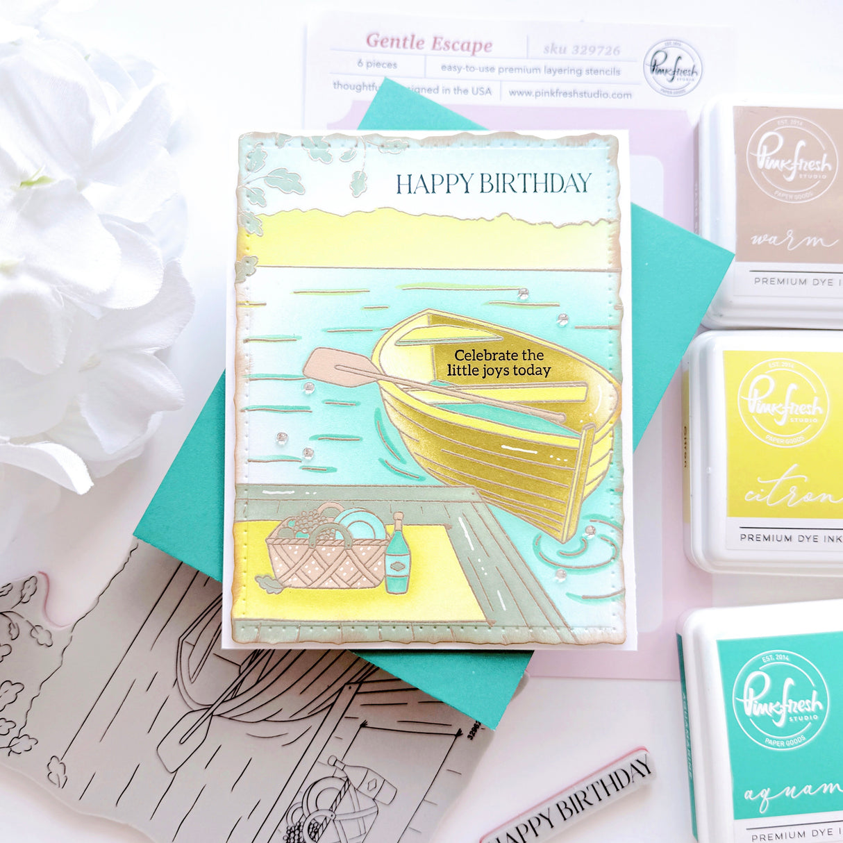 Pinkfresh Studio Gentle Escape Cling Stamp/ Stencil Bundle