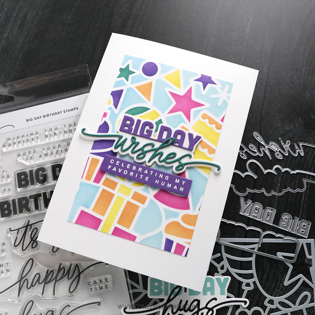 Concord & 9th Kristina Werner Big Day Birthday Stamp Set (6 x 8) & cordinating 3 dies