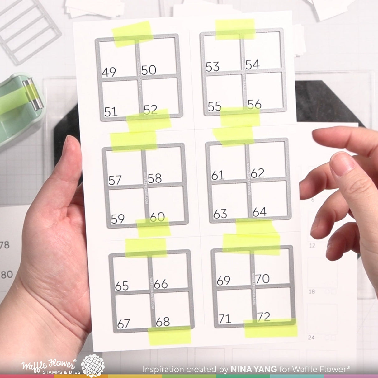 Waffle Flower Crafts Printed Numbers for Ink Swatch 1x1 Die (2 sets of 1-96)