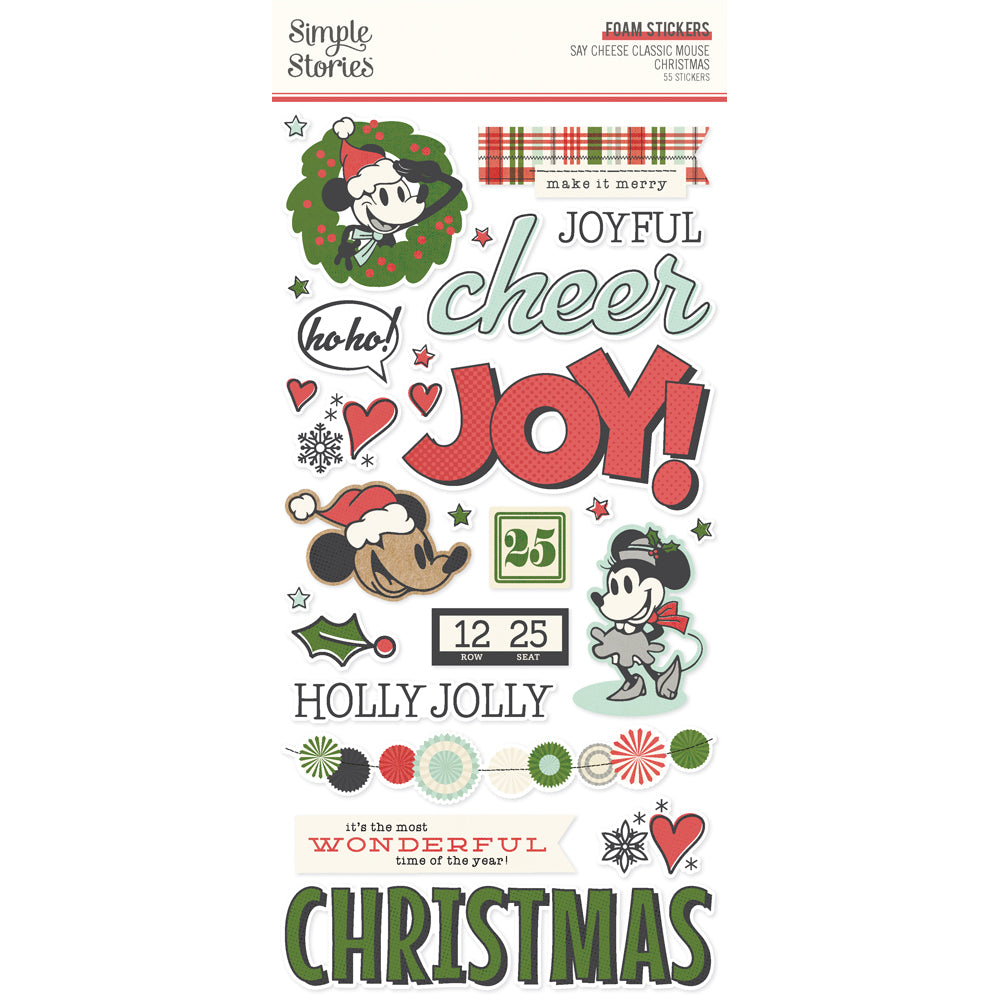 Simple Stories Say Cheese Classic Mouse Christmas - Foam Stickers