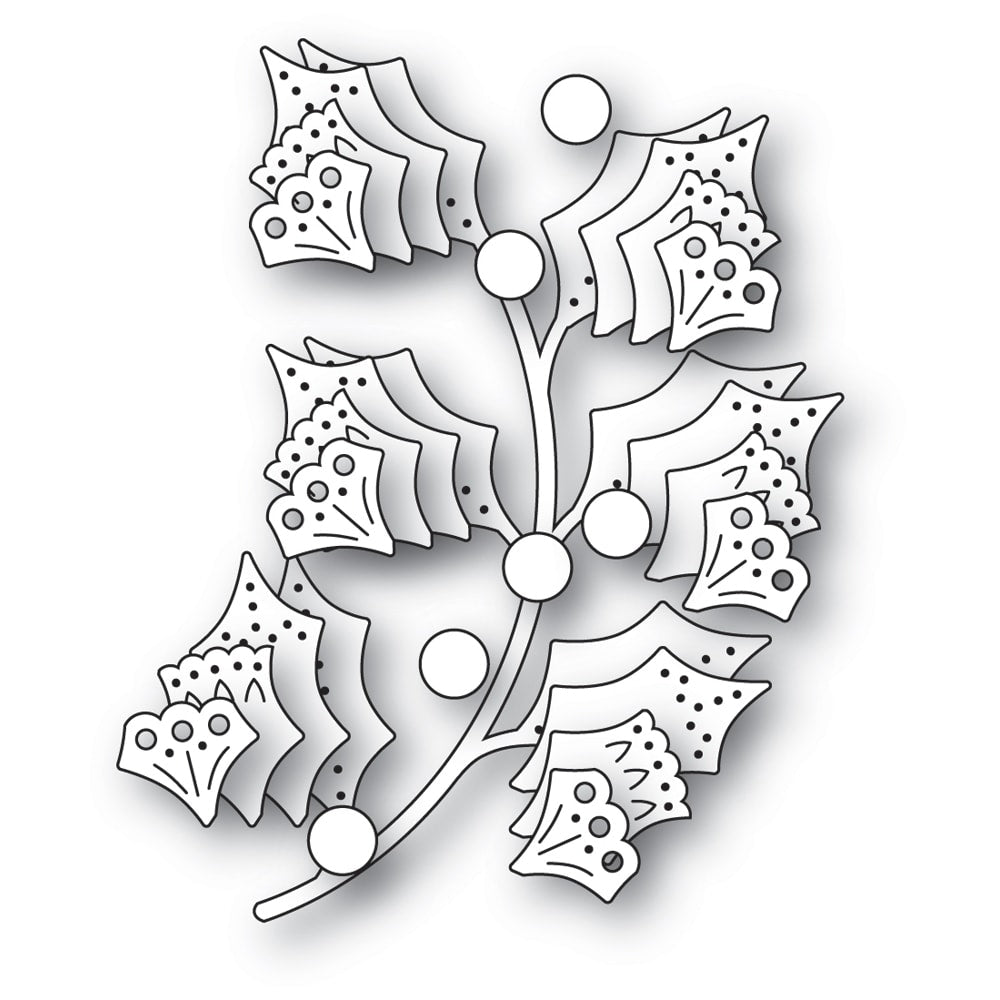 Poppy Stamps 2749 Nordic Holly Sprig craft die