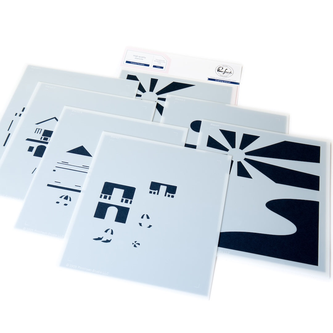 Pinkfresh Studio Coastal Paradise stamp/ Stencil / Die Bundle