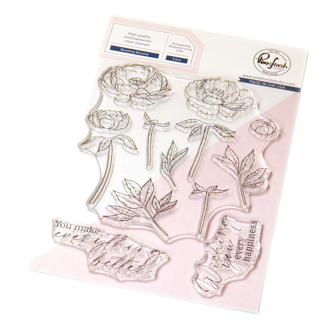 Pinkfresh Studio Blushing Blooms stamp/ Stencil / Die Bundle