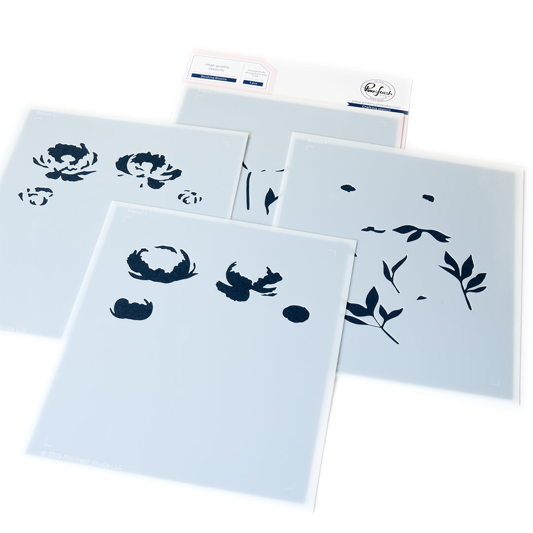 Pinkfresh Studio Blushing Blooms stamp/ Stencil / Die Bundle