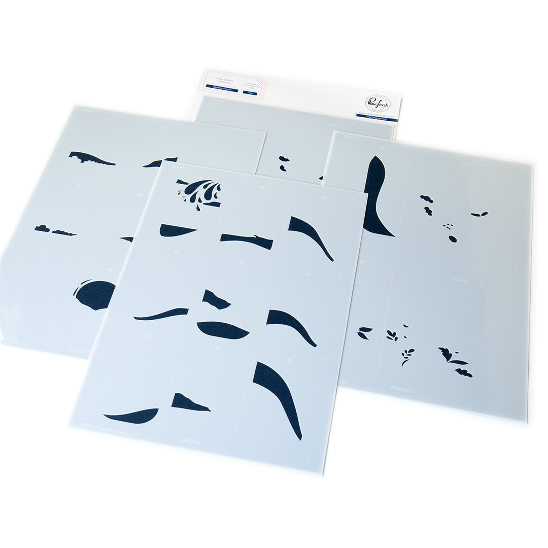 Pinkfresh Studio Sippable Scenes stamp/ Stencil / Die Bundle