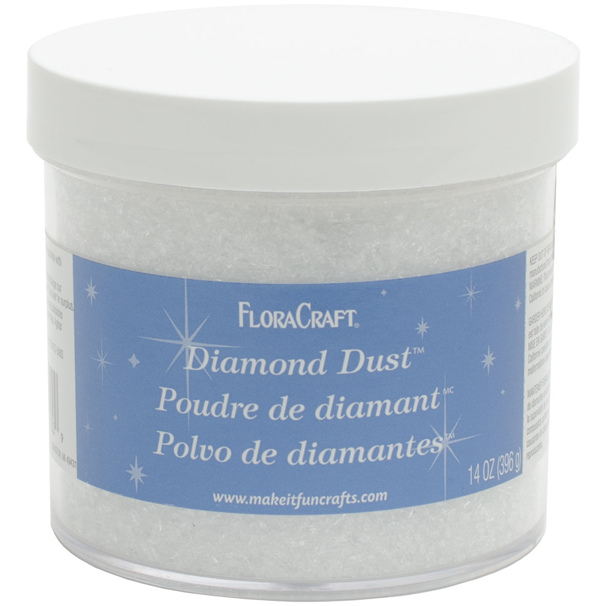 FloraCraft Diamond Dust Glitter 14oz Clear Glass