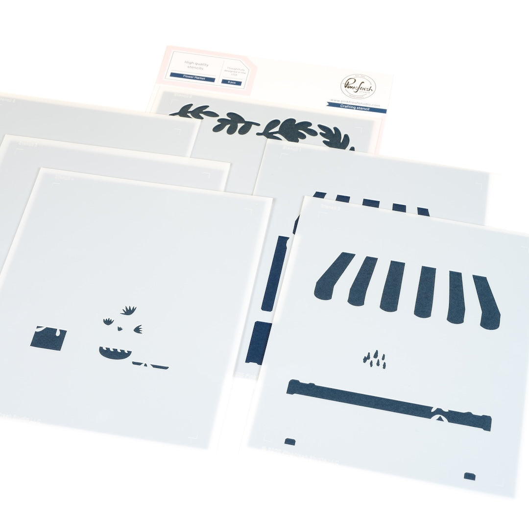 Pinkfresh Studio Flower Market stencil & Die Bundle