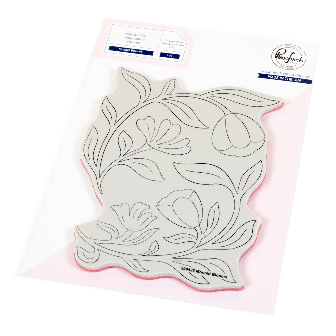 Pinkfresh Studio Moonlit Blooms cling stamp/Die/Stencil Bundle