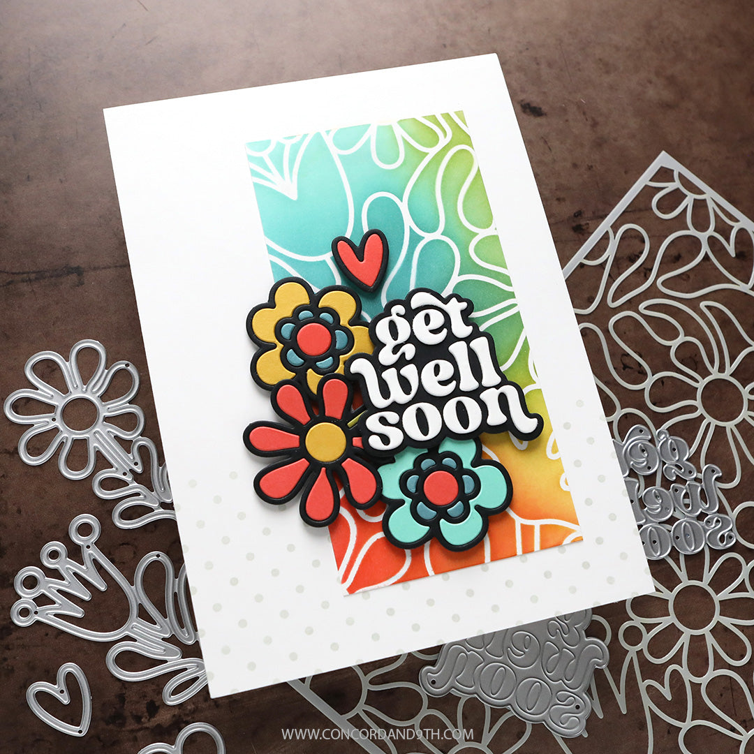 Concord & 9th KW Retro Flowers Stencil Pack (6 qty; 6 x 9)