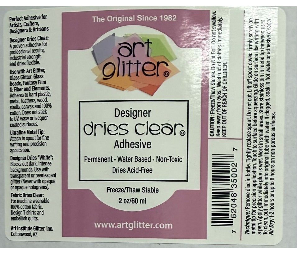 Art Glitter 2 oz Designer Dries Clear Freeze/Thaw Stable Adhesive Glue with Spout