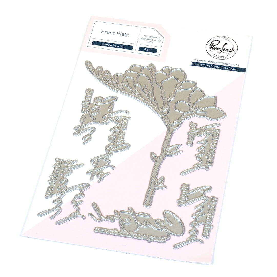 Pinkfresh Studio Freesia Flourish press plate