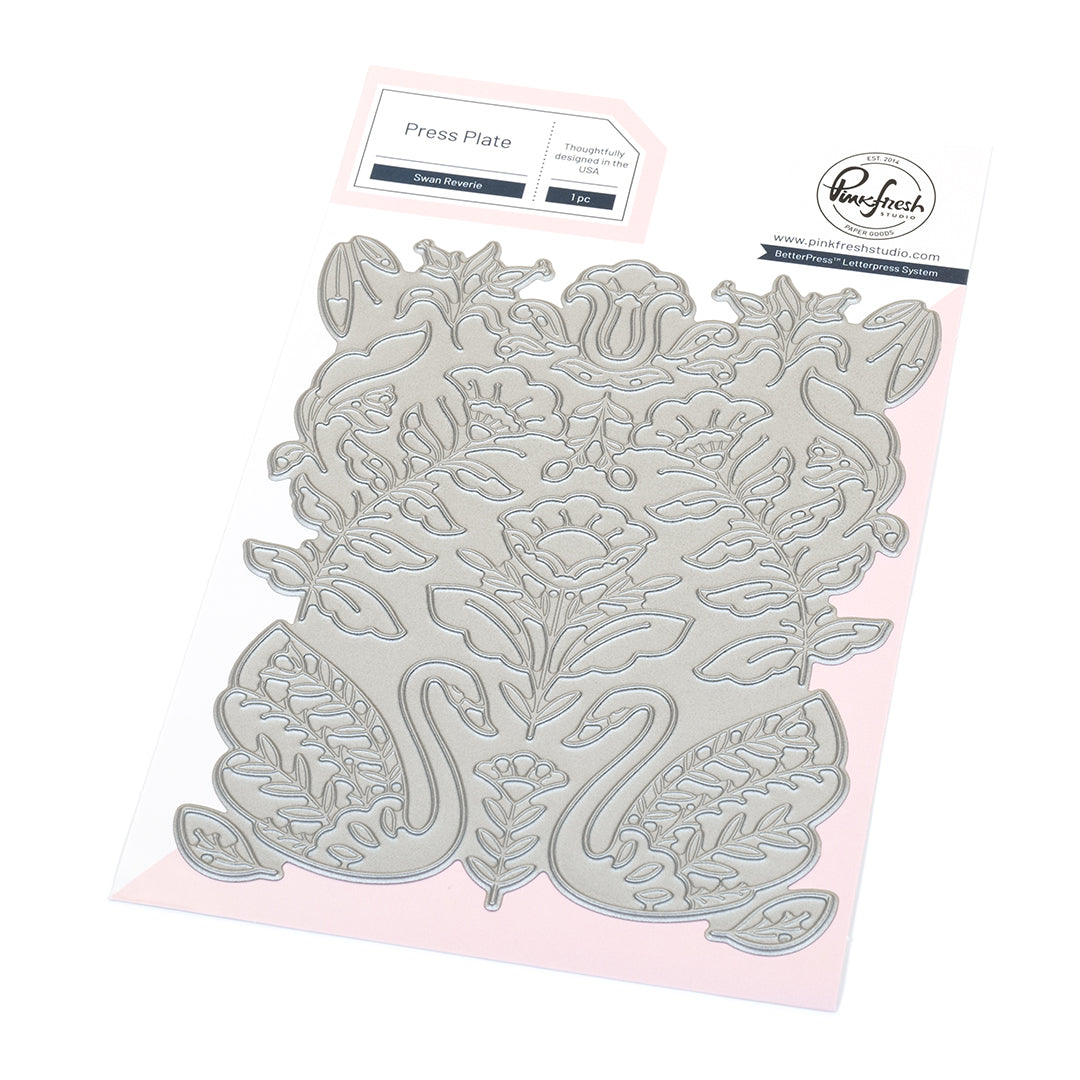 Pinkfresh Studio Swan Reverie cling stamp / Stencil / Press Plate Bundle