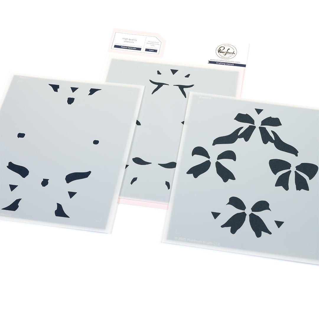 Pinkfresh Studio Ribbon Splendor stencil / Die Bundle