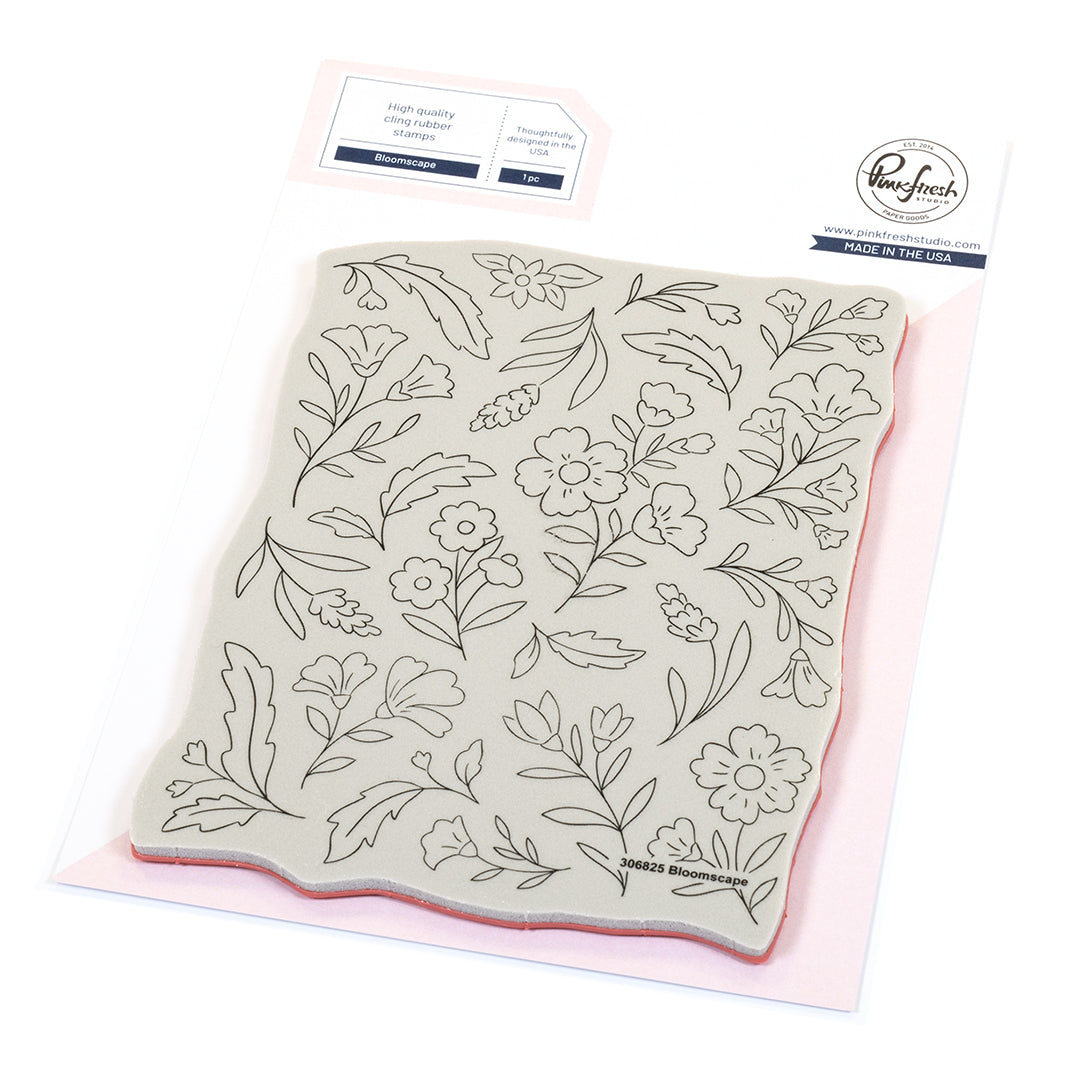Pinkfresh Studio Bloomscape cling stamp / Die/ Stencil/ Press plate Bundle