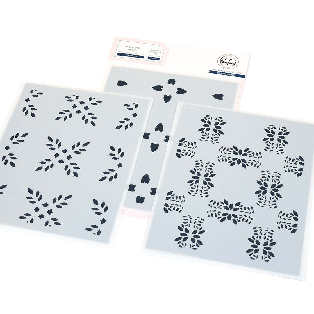Pinkfresh Studio Petal Mosaic coverplate die/ stencil bundle