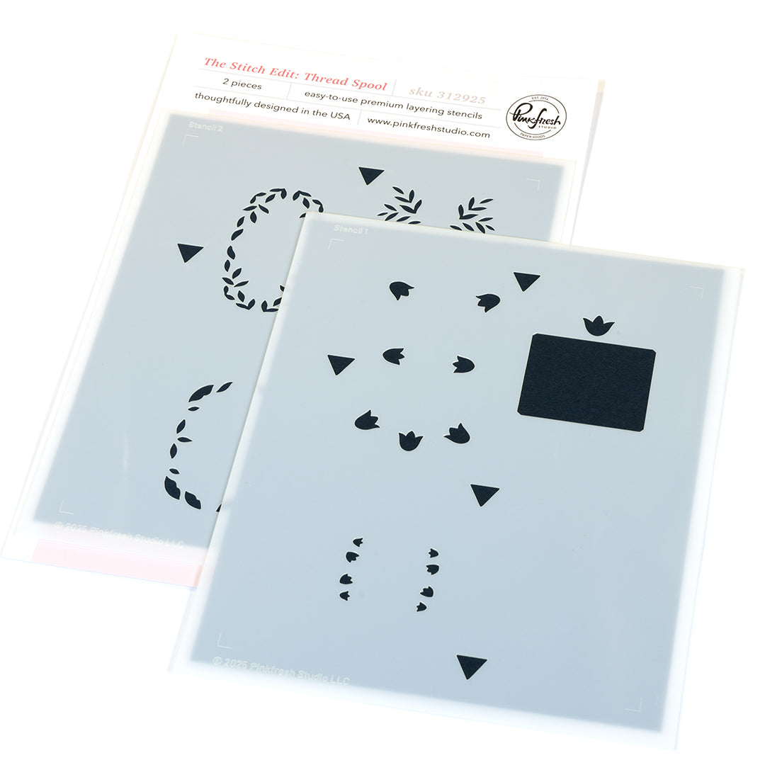 Pinkfresh Studio The Stitch Edit: Thread Spool Floral die / Stamp / stencil Bundle