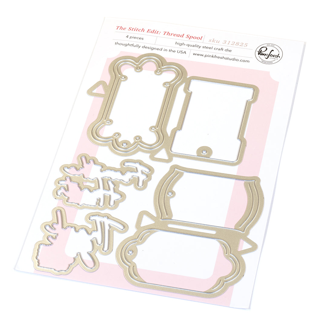 Pinkfresh Studio The Stitch Edit: Thread Spool Floral die / Stamp / stencil Bundle