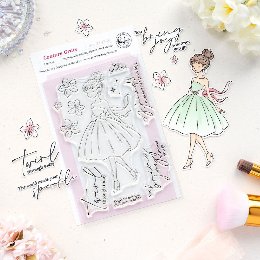 Pinkfresh Studio Couture Grace Stamp, Die & Stencil Bundle