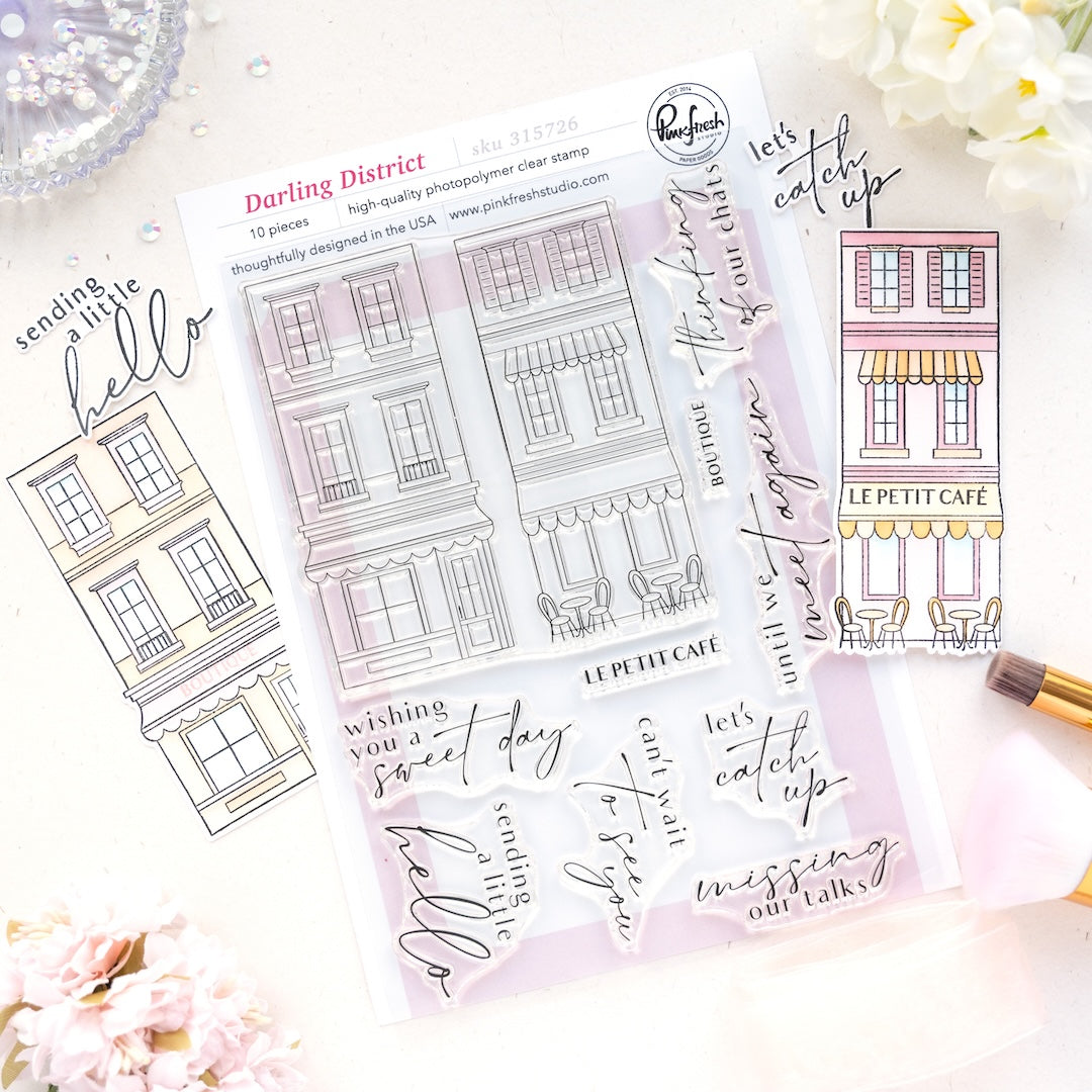 Pinkfresh Studio Darling District Stamp, Die & Stencil Bundle