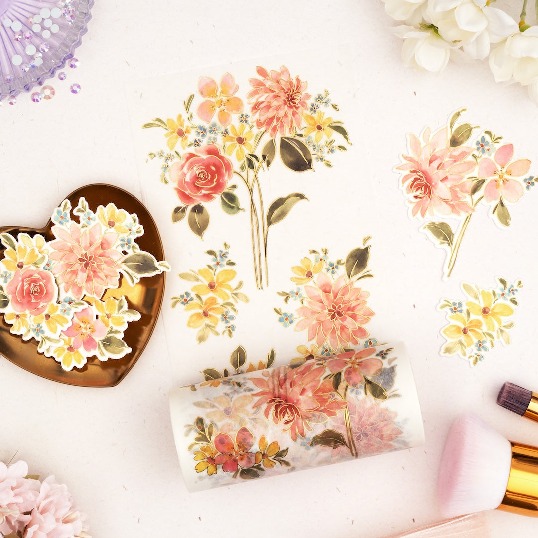 Pinkfresh Studio Blooming Daydream stamp, Die, Stencil and Washi Bundle
