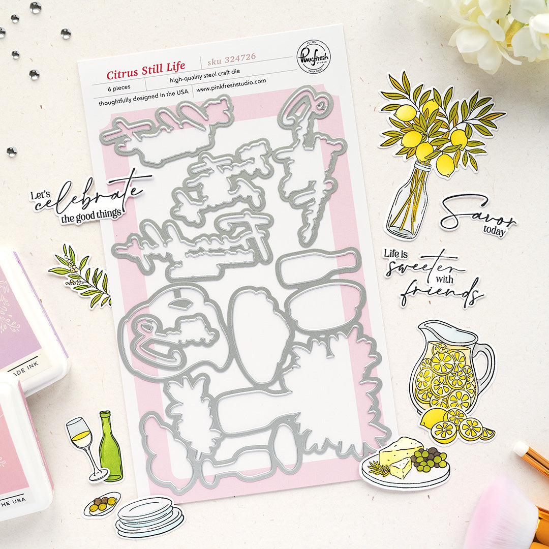 Pinkfresh Studio Citrus Still Life Stamp / Die / Stencil Bundle