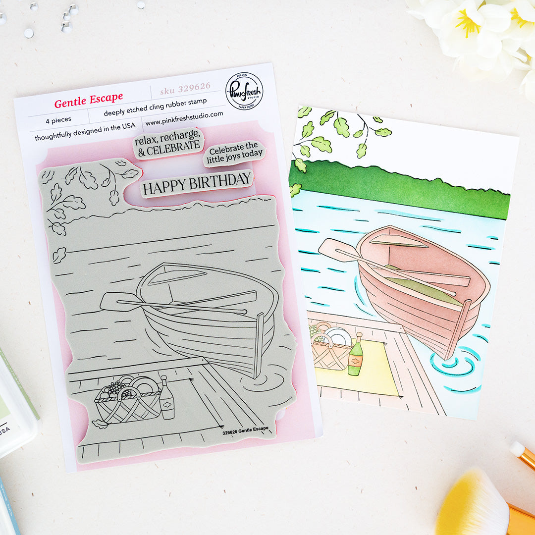 Pinkfresh Studio Gentle Escape Cling Stamp/ Stencil Bundle