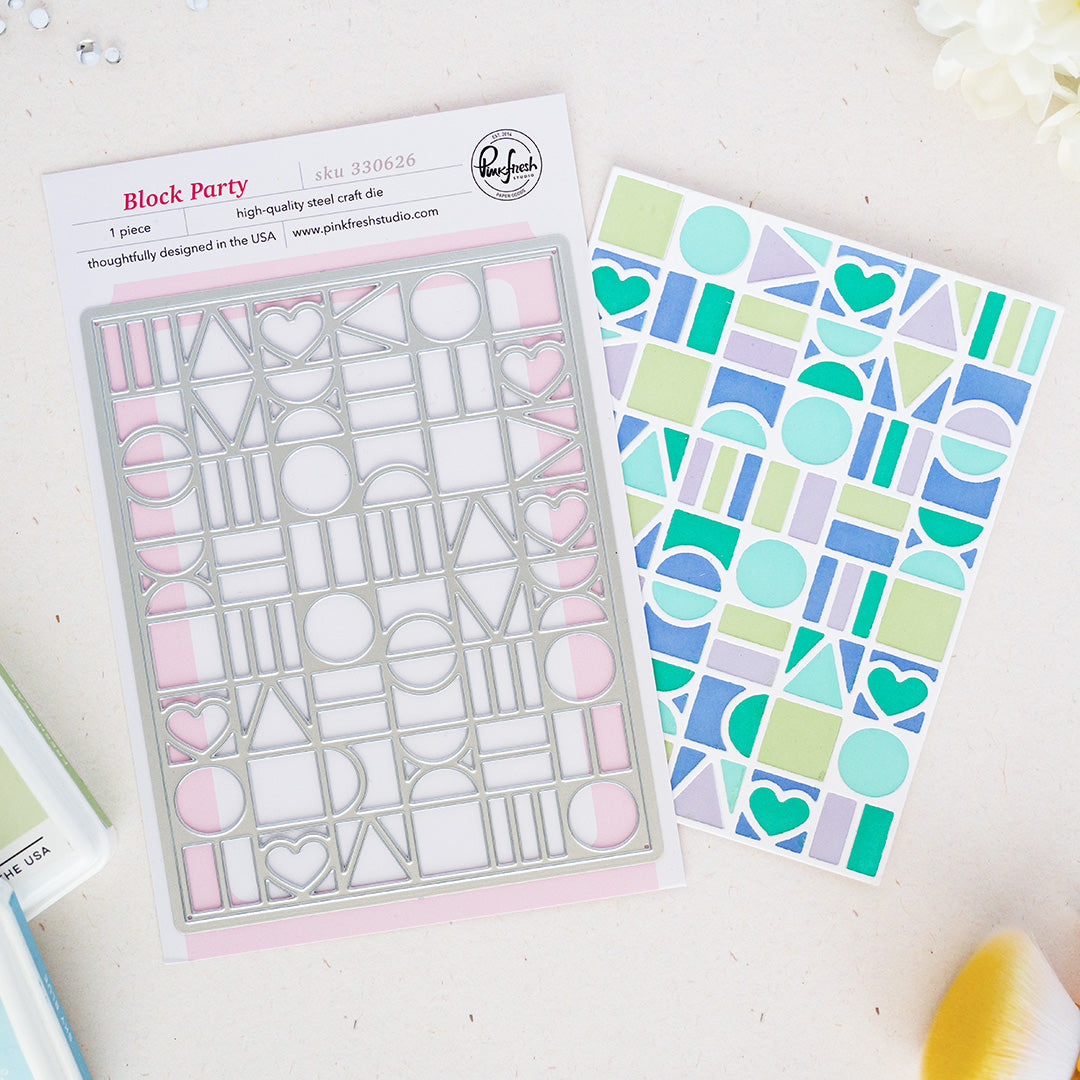 Pinkfresh Studio Block Party Coverplate Die/ Stencil Bundle