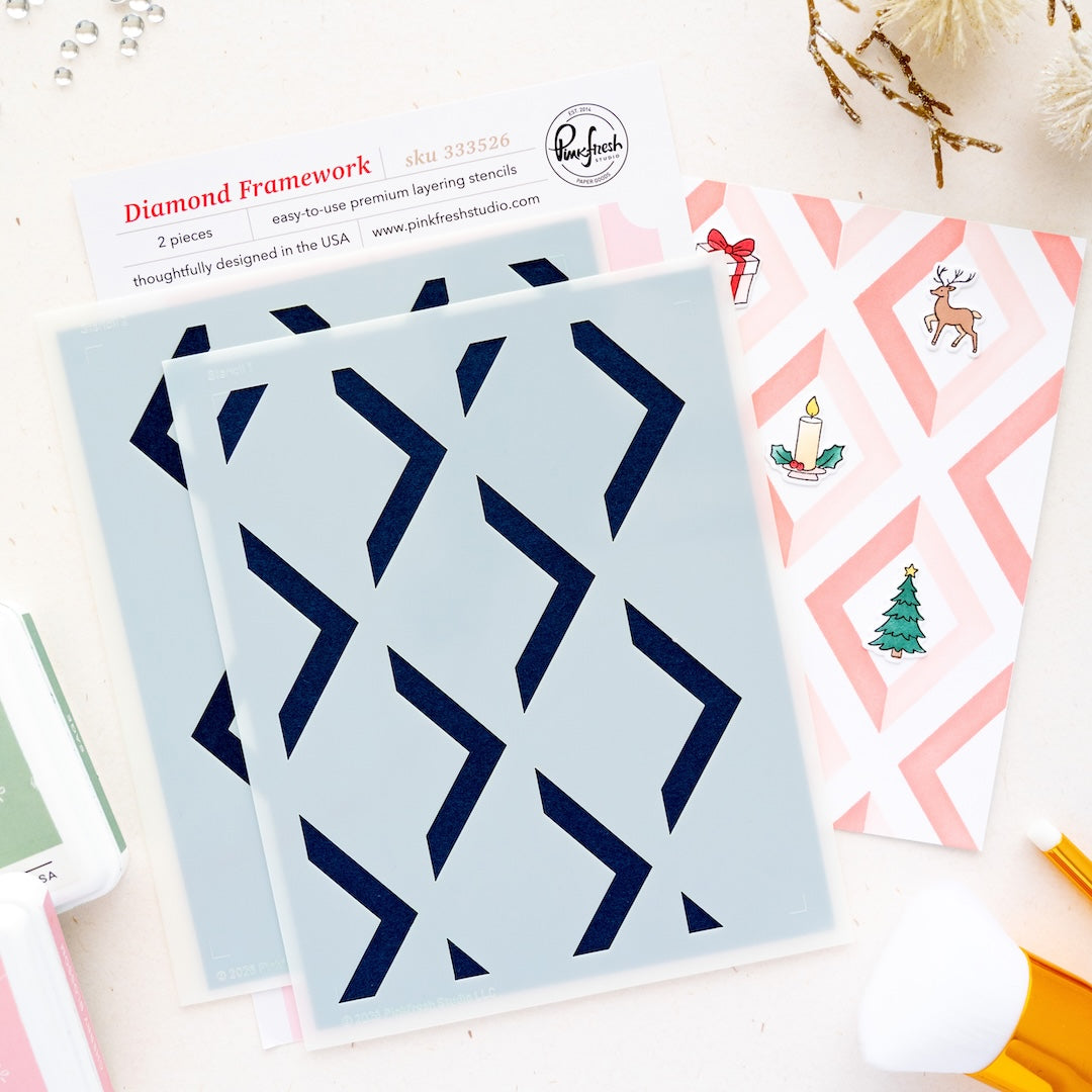 Pinkfresh Studio Diamond Framework stencil