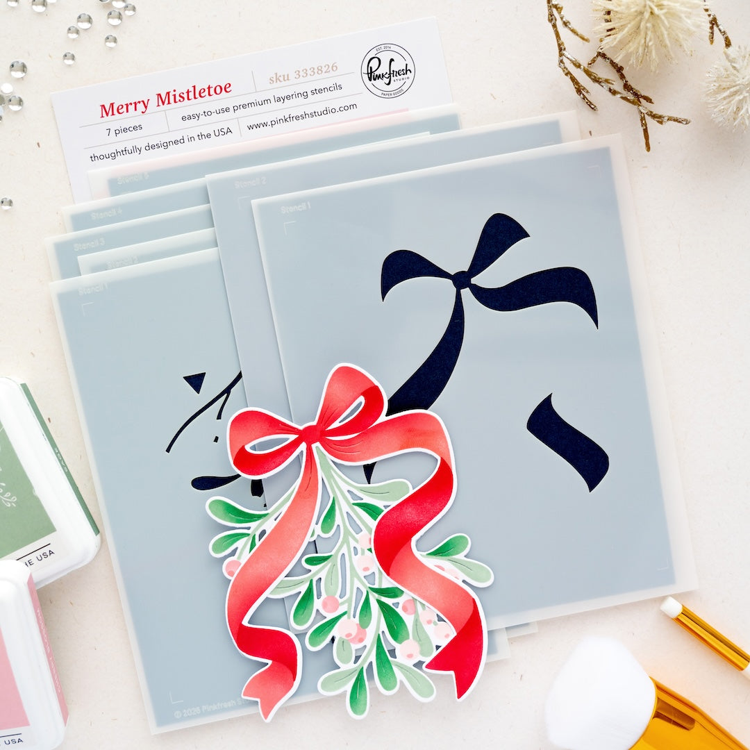 Pinkfresh Studio Merry Mistletoe die stencil bundle