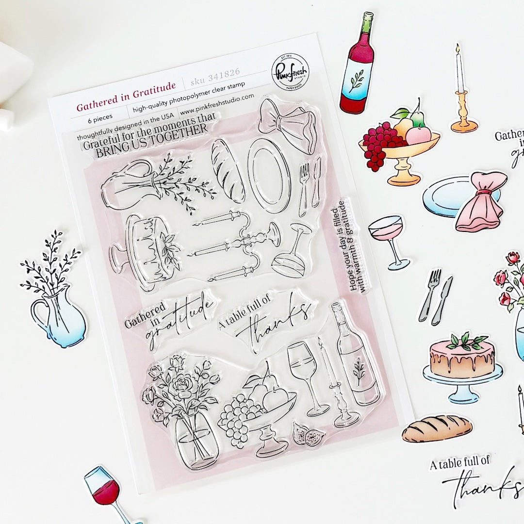 Pinkfresh Studio Gathered in Gratitude Stamp , Die & Stencil Bundle