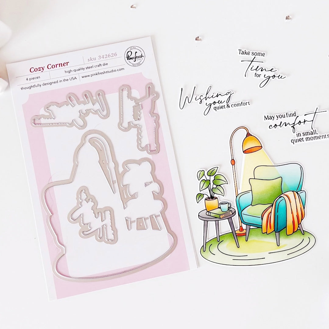 Pinkfresh Studio Cozy Corner Stamp, Die & Stencil Bundle