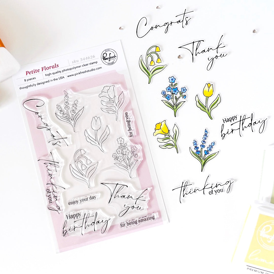 Pinkfresh Studio Petite Florals Stamp, die & stencil Bundle