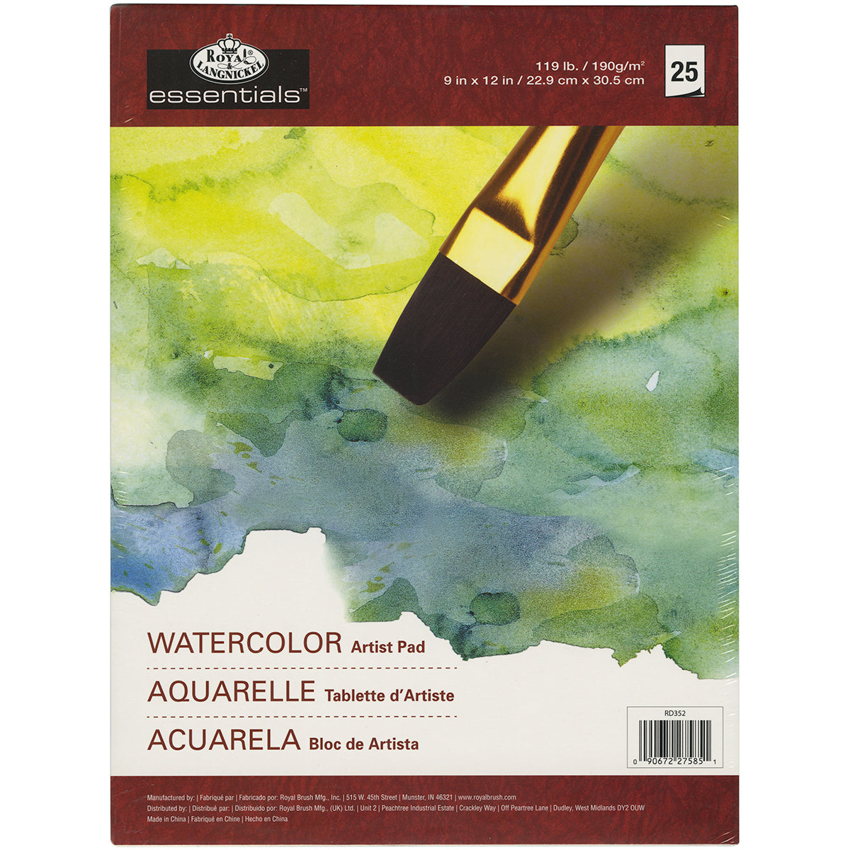 Royal Langnickel essentials™ Watercolor Artist Paper Pad 9"X12", 25 Sheets