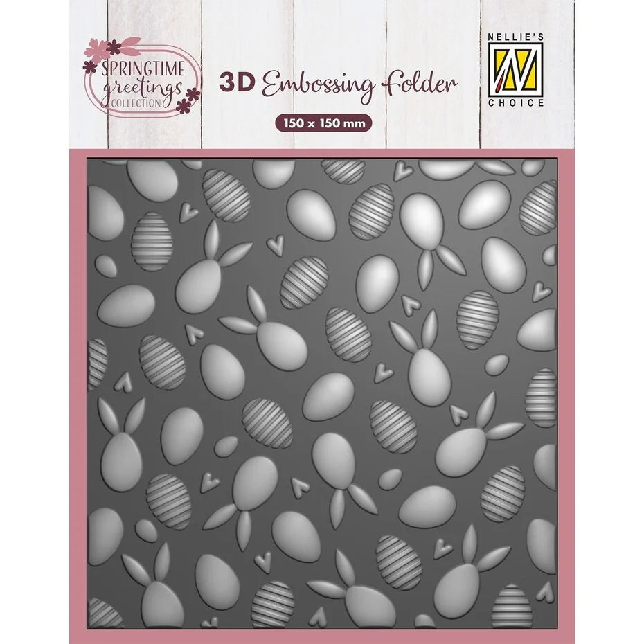 Nellie Snellen 3D Embossing Folder Bunnies And Eggs (EF3D111)
