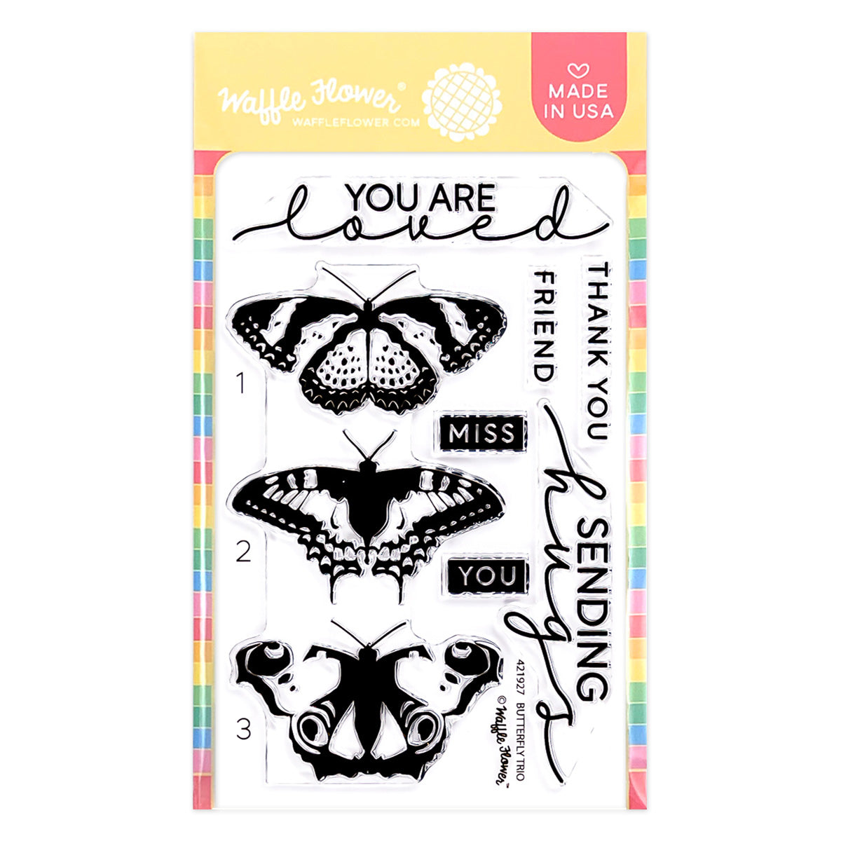 Waffle Flower Crafts Butterfly Trio Stamp & Matching Die Bundle