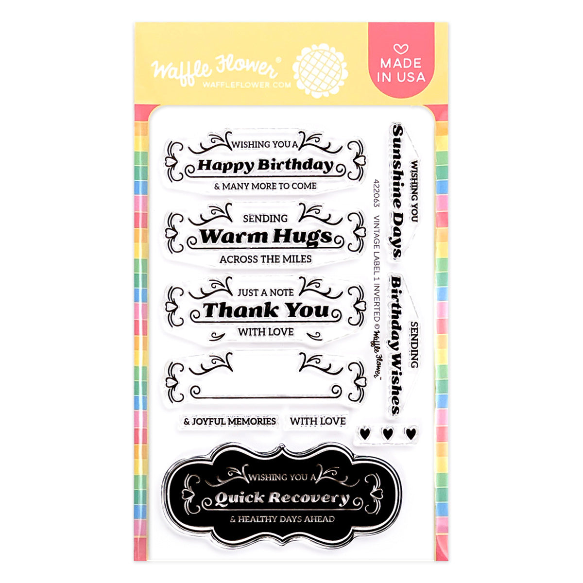 Waffle Flower Crafts Vintage Label 1 Inverted Stamp Set