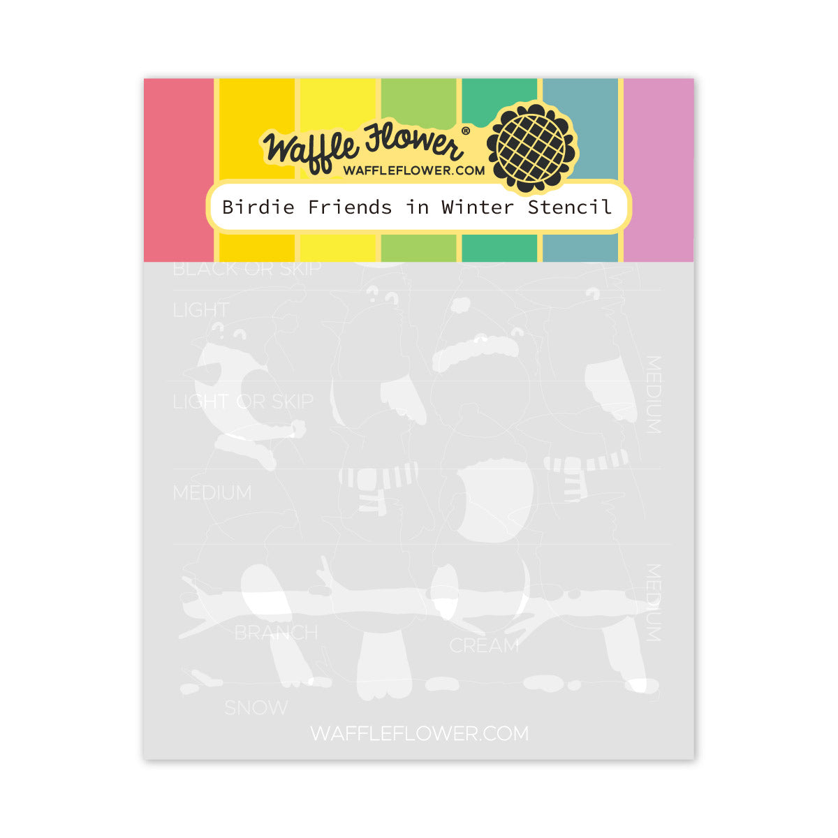 Waffle Flower Crafts Birdie Friends in Winter Stencil